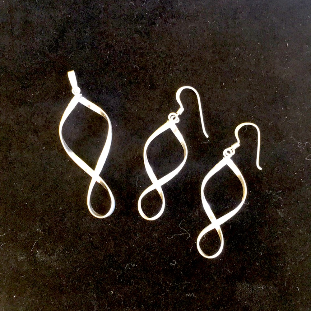 Sterling silver infinity fob and earrings